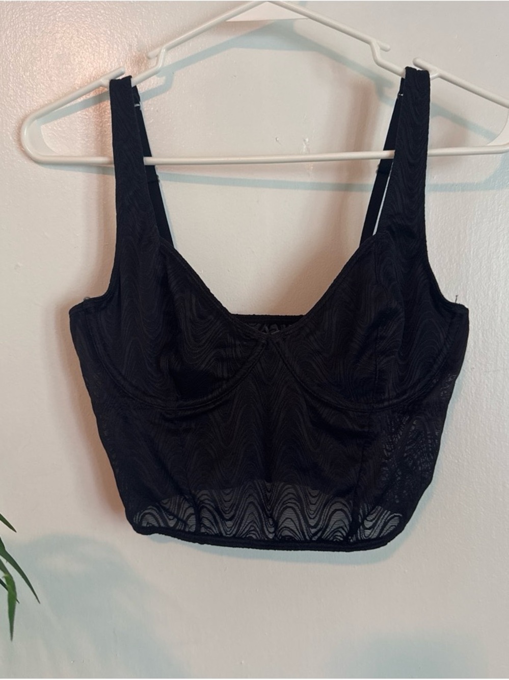 Gilly Hicks Black Lace Longline Crop Bralette